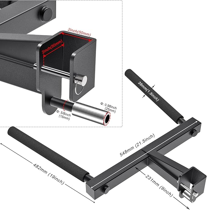 Kipika Y-Shaped Dip Bar for Power Cage with 5/8" or 1" Hole - Dip Bar Attachments for Home Gym - Heavy Duty Power Rack Attachments - Squat Rack Accessories for Strength Training