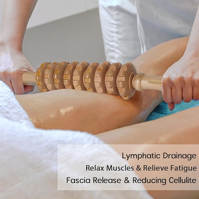 Wood Therapy Massage Tools for Fascial Massage, Cellulite, and Sore Muscles - Multi-Functional Massage Roller Stick for Legs and Back Muscle Recovery