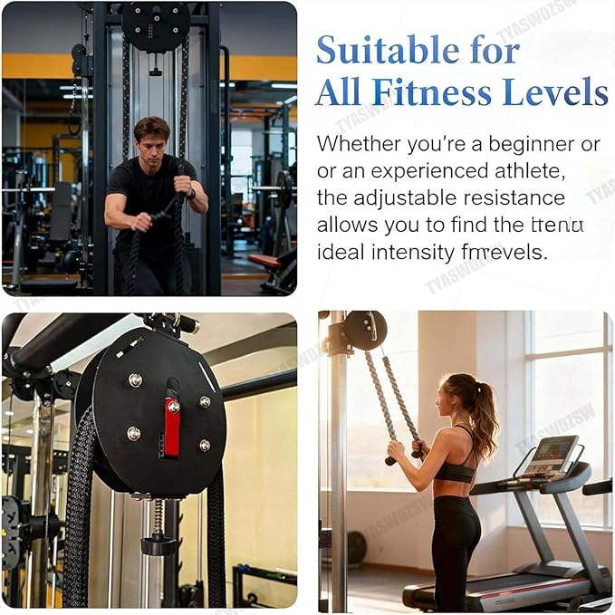 Home Gym Cable Pulley System - Endless Rope Trainer with (0-30kg) Adjustable Resistance & 330lb Load Capacity, Perfect for Full Body, Grip, and Coordination Exercises, Core Training