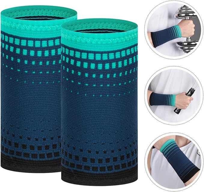 Milisten 2pcs Protective Wrist Brace Compression Training Sleeves Knit Portable Wrist Supports Fitness Joint Wraps for Men and Women Gym Workout Sports