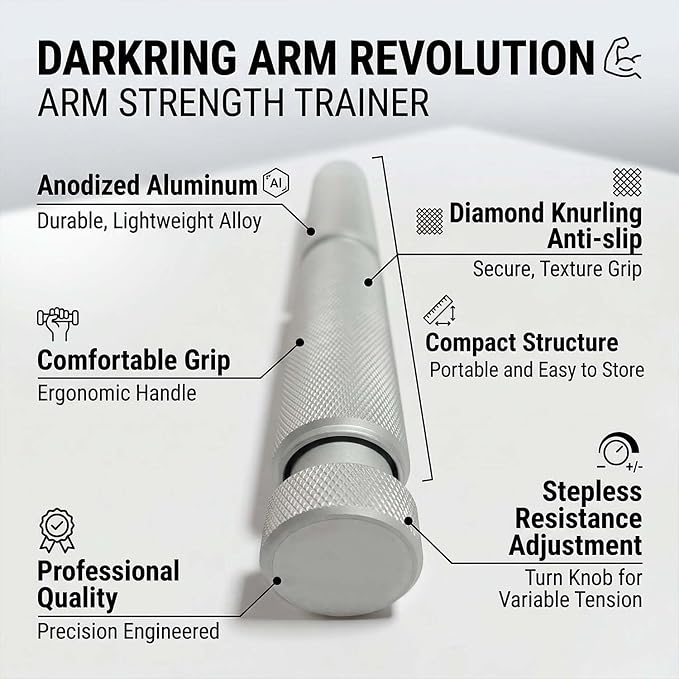 Wrist Roller, Forearm Strengthener & Grip Strength Trainer, Full Grip Aluminum Alloy Anodized Exerciser for Climbers, Weightlifters, Martial Artists, Variable Resistance Darkring
