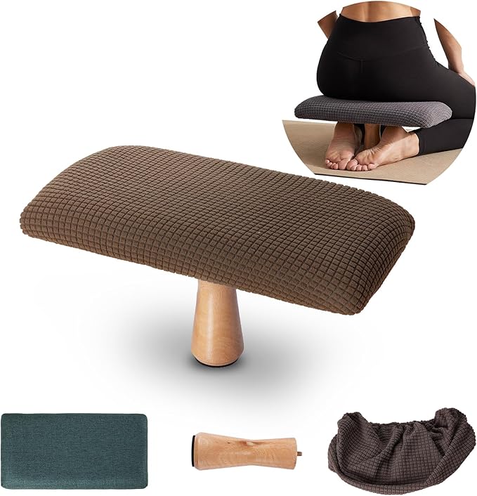 Meditation Bench - Yoga Bench,Wooden Zen Meditation Stool Kneeling Bench for Mindfulness Practice Tea Ceremony and Relaxation Ergonomic Design for Comfort and Support Househol (Brown)