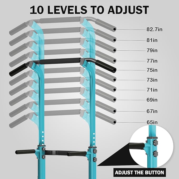SogesHome Power Tower Pull Up Bar and Dip Station, Height Adjustable Dip Stand Exercise Machine for Home Gym, Multi-Functional Free Standing Strength Training Fitness Workout Station