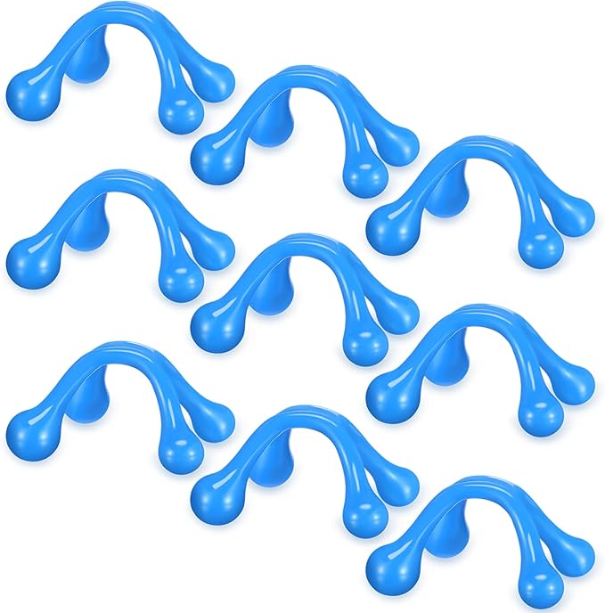 Liliful 9 Pcs 4 Point Massage Tools Christmas Gift Office Gift Small Hook Massager Handheld Palm Shaped Manual Back and Neck Massager Tools 4 Legged Hand Held Massager(Blue)
