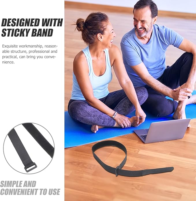 12pcs Dark Fastening Yoga Mat Straps 25mm X 600mm Adjustable Cord Straps for Exercise Mat Carrying and Storage