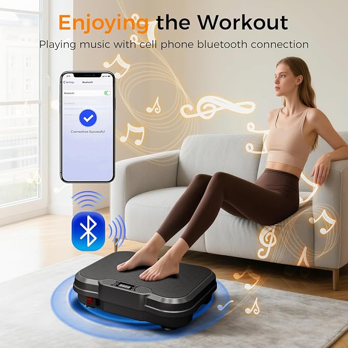 Vibration Plate Exercise Machine for Lymphatic Drainage Power Vibration Platform Machines, 400 Lbs Capacity Vibrating Shake Plate Board with Bluetooth, Home Fitness Gifts for Fat Burner Gifts