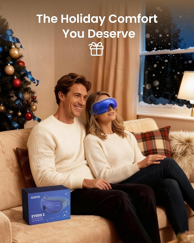 RENPHO Limited Edition Eye Massager with Heat and Cooling Voice Control, FSA Eligible HSA Mothers Day Birthday Gifts for Mom Women Men Her Him, Eye Mask for Migraines Relief, Eyeris 3 Reduce Dry Eyes