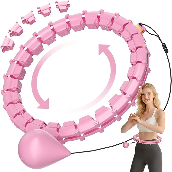 Plus Size Silent Weighted Hula Infinity Fitness Detachable Hoops 65-Inch 32 Knot, Smart Noiseless Infinity Hula for Women, Waist and Abdominal Home Weight Loss Exercise Fit Hoop