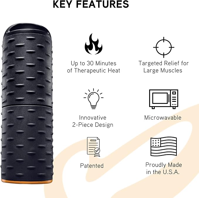 MojiHeat Roller V3, Heated Roller for Back & Neck Pain, Great Replacement for Your Traditional Foam Roller, Firm for Deep Tissue Massage, Physical Therapy, Exercise Recovery, Microwavable