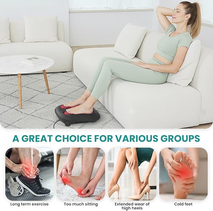 Nekteck Foot Massager with Heat, Shiatsu Heated Electric Kneading Foot Massager Machine for Neuropathy, Plantar Fasciitis, Feet Massage for Pain Relief, Circulation, Ideal Gifts for Man Woman Her Him