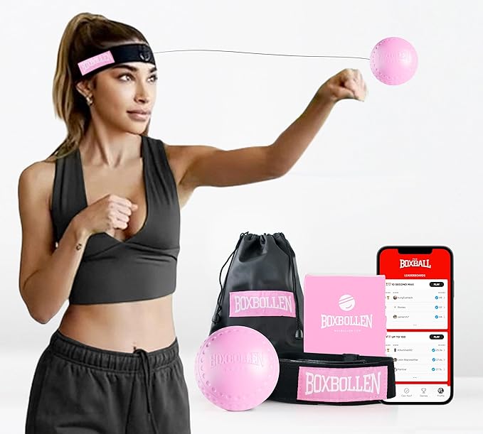 Boxbollen® Boxing Reflex Ball - Celebrity-Endorsed Home Workout Game - App-Connected Punch Counter - Hand Eye Coordination Training Ball - Christmas Gift for Boxers, All Ages - Stocking Stuffer