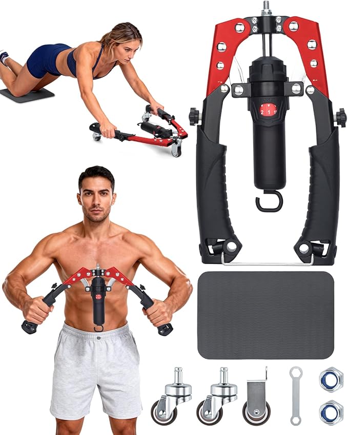 Abahub Twister Arm Exerciser, Enhanced Hydraulic Power Chest Expander with AB Rollers, 22-440LBS Adjustable Resistance Home Gym Equipment, Shoulder Muscle Trainer for Arm, Chest & Core Workout