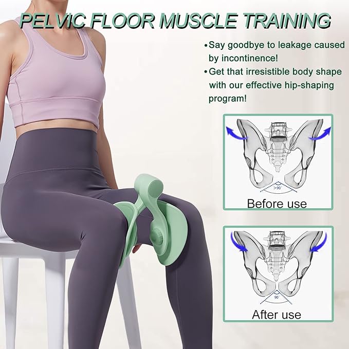 Pelvic Floor Exercise Devices, Inner Thigh Kegel Exerciser, Kegel Trainer for Postpartum Rehabilitation, Exerciser of Thigh at Home, Hip Under Desk Exercise Men Women with Band