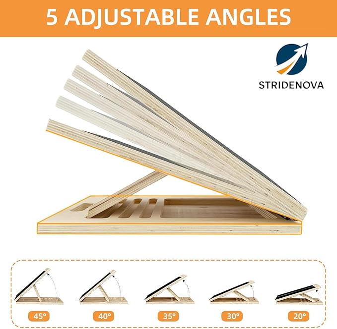 Slant Board for Calf Stretching, Adjustable Portable Wooden Incline Board for Calf Stretcher, 300 Lbs Weight Capacity Calf Stretch Wedge for Leg, Knees, Heel, Ankle