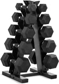 CAP Barbell Rubber Coated Dumbbell Weight Set with Vertical Rack | 100 lb, 150 lb, and 210 lb Options