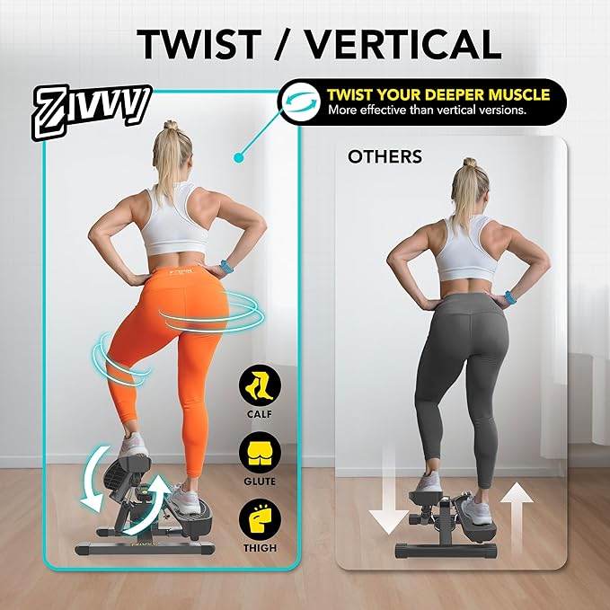 Stepper Machine with Resistance Bands, Mini Stepper with 300LBS Weight Capacity, Twist Stepper for Full Body Workout, Adjustable Step Height, Smooth and Quiet, Step Machine for Men Women