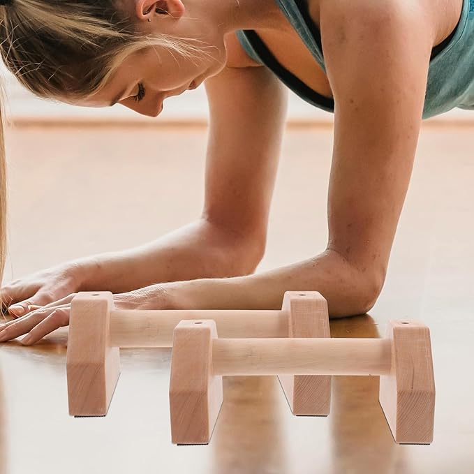 BESPORTBLE Wooden Push up Bars Pushup Handles Strength Training Push up Stands Beech Wood 25cm Pair Fitness Equipment for Home and Outdoor Workout