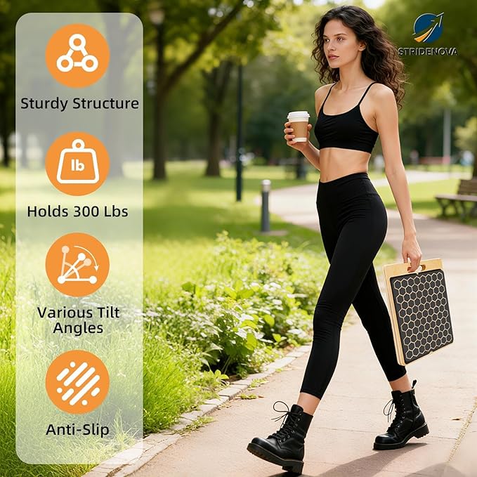 Slant Board for Calf Stretching, Adjustable Portable Wooden Incline Board for Calf Stretcher, 300 Lbs Weight Capacity Calf Stretch Wedge for Leg, Knees, Heel, Ankle