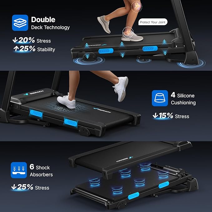 MERACH Incline Treadmill with Incline 6%-15%, 7-Layer Belt 300LBS Capacity Tredmill Foldable Handle Running Treadmills for Home, 0.5-7.5MPH 3.0HP Incline Folding Treadmill LED with APP Threadmill