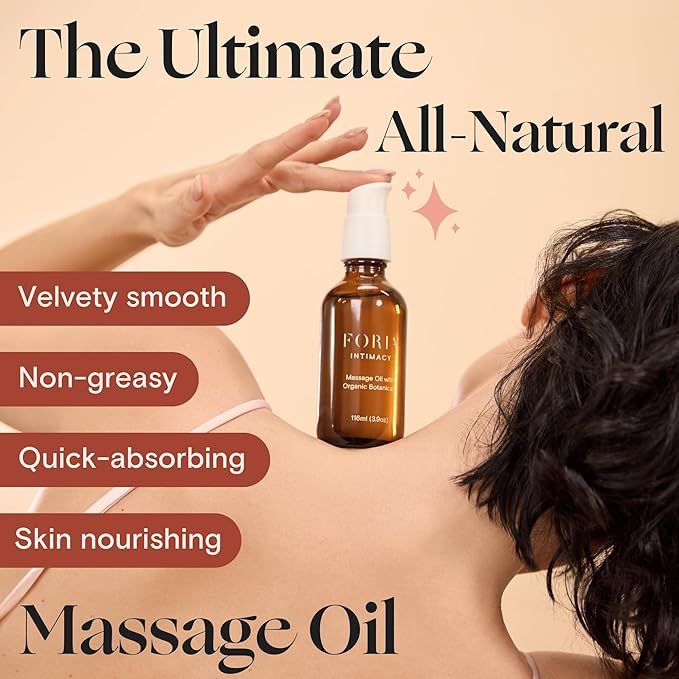 Foria Massage Oil - Organic, Natural Herbal Body Oil with Jojoba - 3.9 Fl Oz