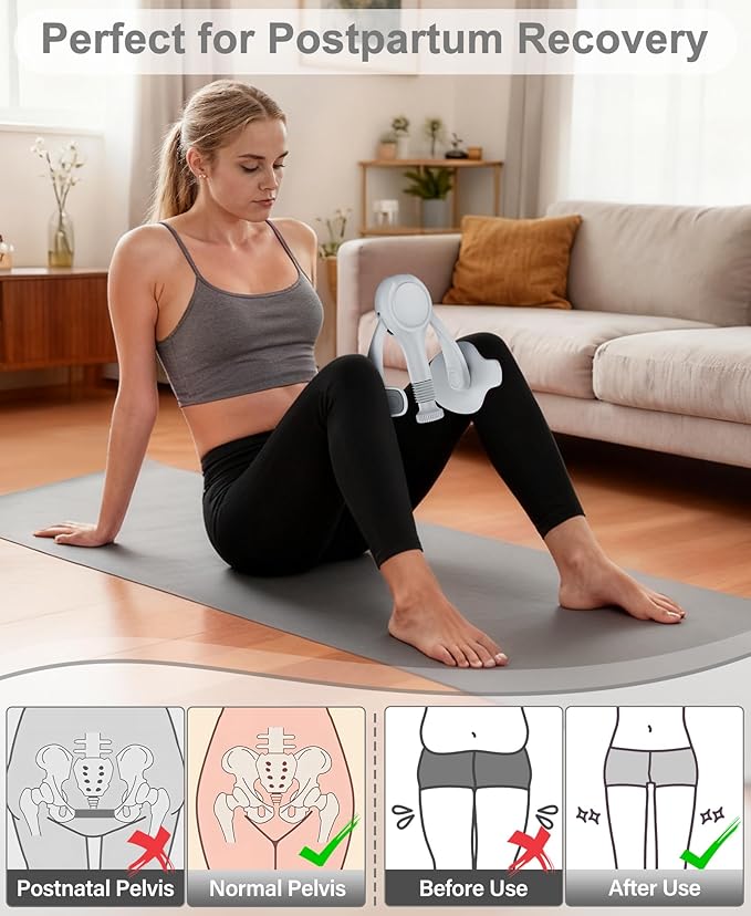 Pelvic Floor Exercise Devices Kegel Exerciser Muscle Trainer 15-70lbs Adjustable for Women/Men, Inner Thigh Exerciser Hip Abductor Machine with Resistance Band, Leg Workout