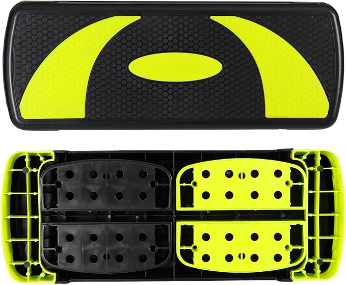 30" Aerobic Step Platform - 3-Level Adjustable Height (4"/6"/8"), Non-Slip Fitness Stepper w/Stackable Risers for Home Gym, Cardio & Strength Training