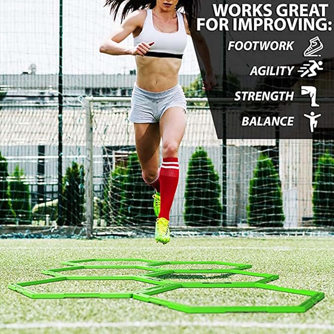 Hexagon Agility Ring Training Circle Ring Speed Agility Ladder Physical Training Ring Football Footwork Trainer Hurdles Agility Ladder Fitness Equipment Multicolor Training Ring 3Pcs