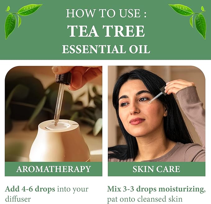 Essential Oil | Pure Aromatherapy Oil for Diffusers, Hair Growth, Skin, Scalp Care, Massage | Refreshing Hair Oil for Women & Men | Natural Essential Oil for Diffuser (Tea Tree)