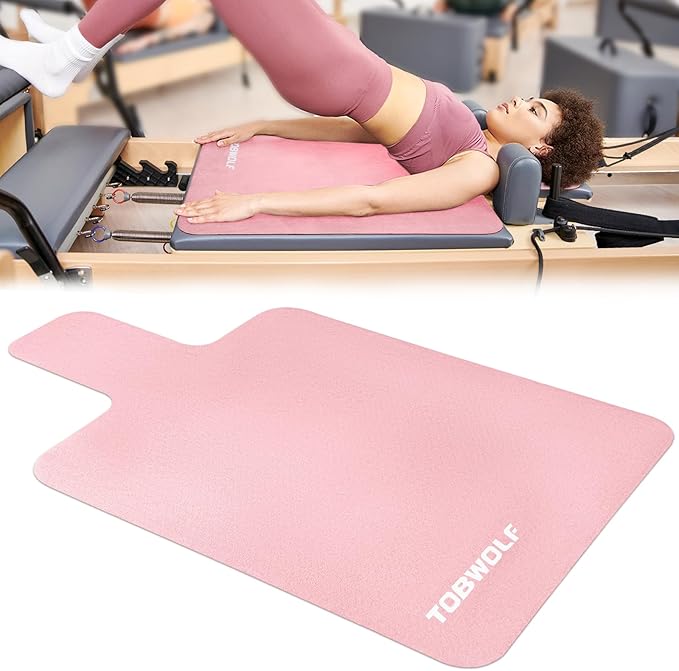 Pilates Reformer Mat Towel - 39in x 24in Non-Slip Suede Pilates Reformer Mat Cover for Pilates Enthusiast to Practice, Lightweight - Soft Surface - Silicone-Backing, Sweat-Wicking, Quick-Drying