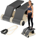 Air Stepper Exercise Machine with Resistance Bands, Stair Stepper with LCD Monitor, Adjustable Resistance Cardio Trainer for Home Workout, Compact Fitness Equipment, 300 lbs Weight Capacity