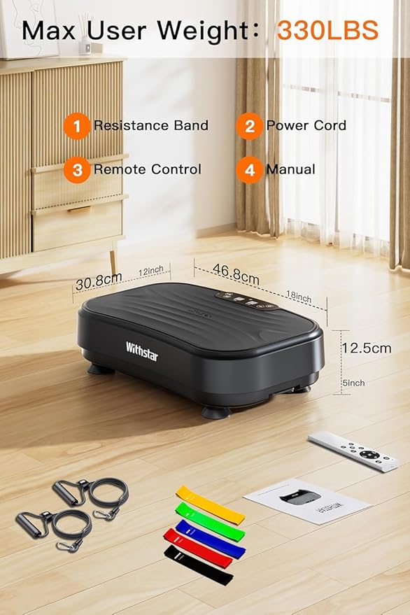Vibration Plate Exercise Machine,Power Waver Vibration Plate Platform for Lymphatic Drainage,Whole Body Vibration Plate Machine Helps Weight Loss Shaping 330lbs