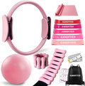Pilates Equipment Kit for Home Workout, Pilates Ring and Ball Set with Adjustable Ankle Wrist Weights, Resistance Bands, Tape Measure, Bag, Pilates Essentials Accessories for Women Yoga