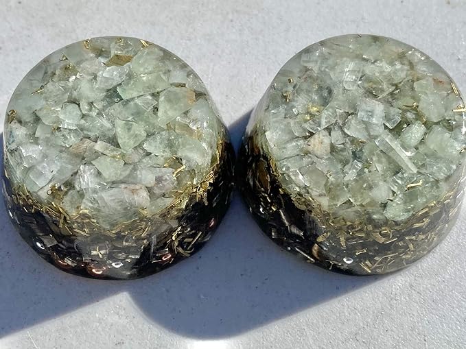 Calcite Green Orgone Generator Energy Accumulator 528Hz/7.83Hz/Advance Harmonics Many Beautiful Ingredients and Colors!! (Calcite Green)