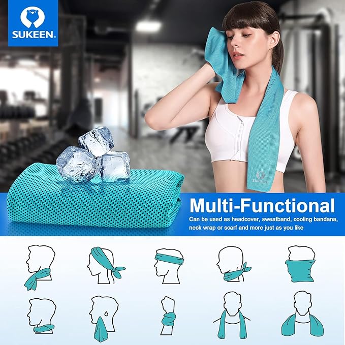 Sukeen Cooling Towel,Instant Evaporative Cooling for Sports,Yoga,Golf,Gym,Neck,Workout and More(40”x 12”)