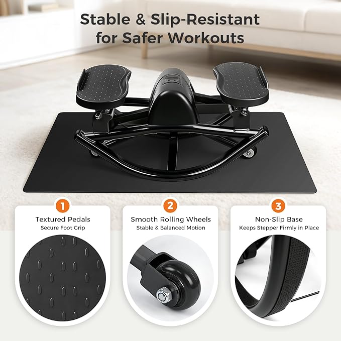 Rock Stepper Side to Side Low Impact Stair Stepper,Quiet Steppers for Exercise at Home with Resistance Bands & Non-Slip Mat – Exercise Step Balance Board Workout Equipment for Apartment & Living Room