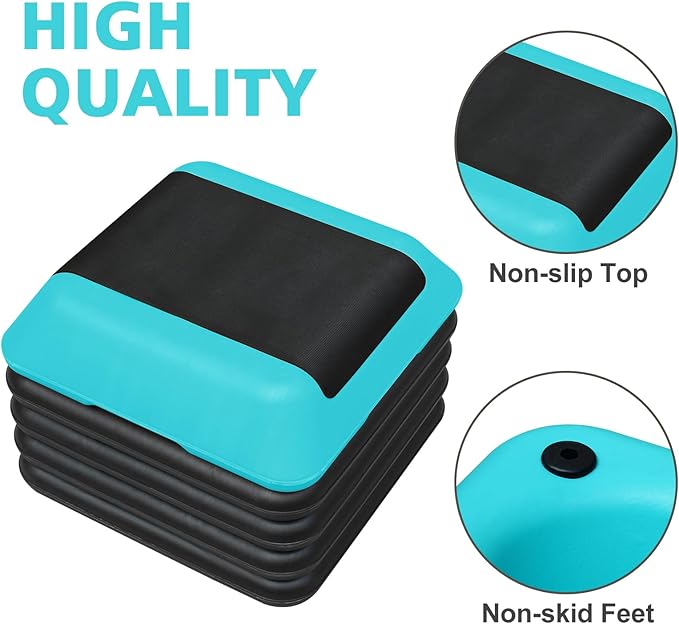 Height-Adjustable Step Aerobics Platform Fitness Equipment Stepper Trainer Exercise Step Platform with 4 Riser Green
