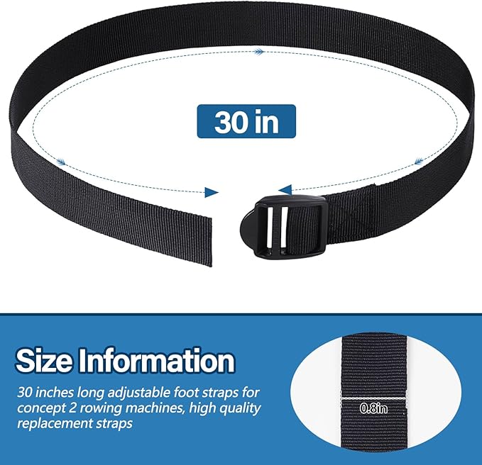 Rowing Machine Adjustable Foot Straps Compatible With Concept 2 Rower Fitness, 4 Pack Replacement Reusable Straps