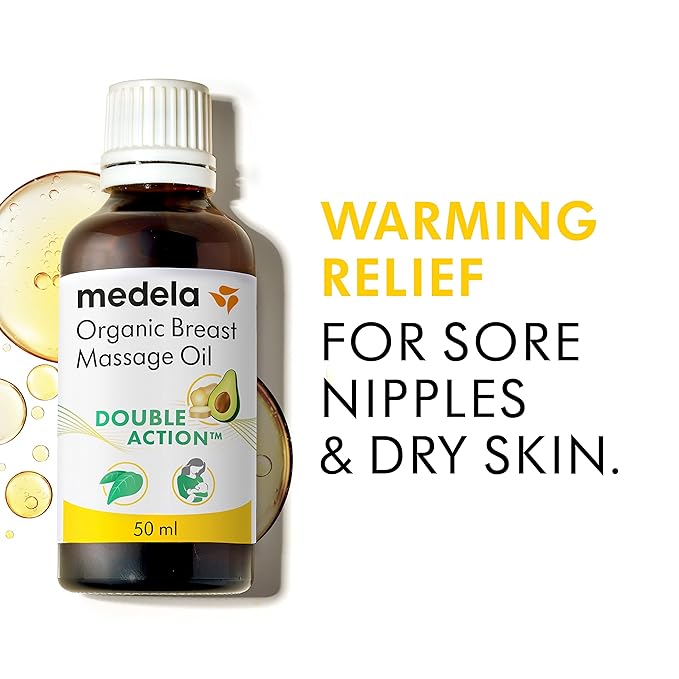 Medela Organic Breast Massage Oil for Breastfeeding Mothers | Relieve Breast Tenderness and Fullness | All-Natural Formula with Nourishing Ingredients I Made in Canada, 1.69 fl. oz.