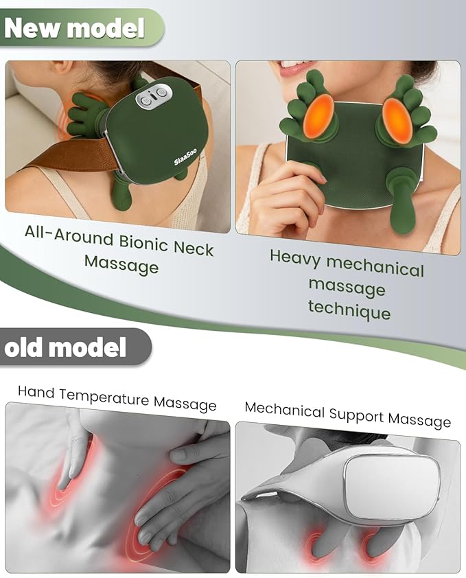 Siaasoo Neck Massager(Genuine OEM), Bionic Heated Massager (Patent Pending), Electric Deep Tissue 3D Kneading Massage, Portable neck massage, N7 Master Hand Series for Deep Tissue Pain Relief in Neck.