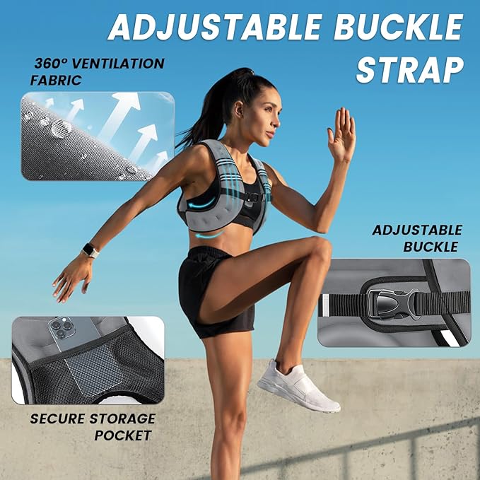 Weighted Vest Woman, 6/8/12/16/20/25/30 Lb Unisex Reflective Strength Training Weight Vest For Running, Jogging, Cardio & Workouts