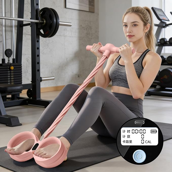 Smart Foot Pedal Puller, with Digital Counter & Handles, 6 Tube Pedal Resistance Band for Full Body Workout, Leg Exerciser While Sitting for Seniors