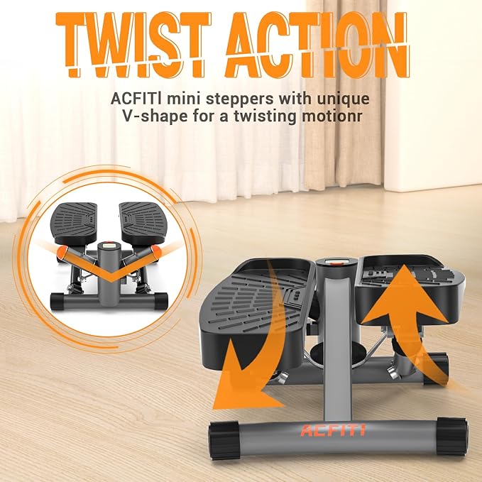 Steppers for Exercise at Home,Adjustable Height Mini Stepper with Resistance Bands,Stair Stepper with 350lbs Loading Capacity,Twist Stepper for Full Body Workout (Included Mat)