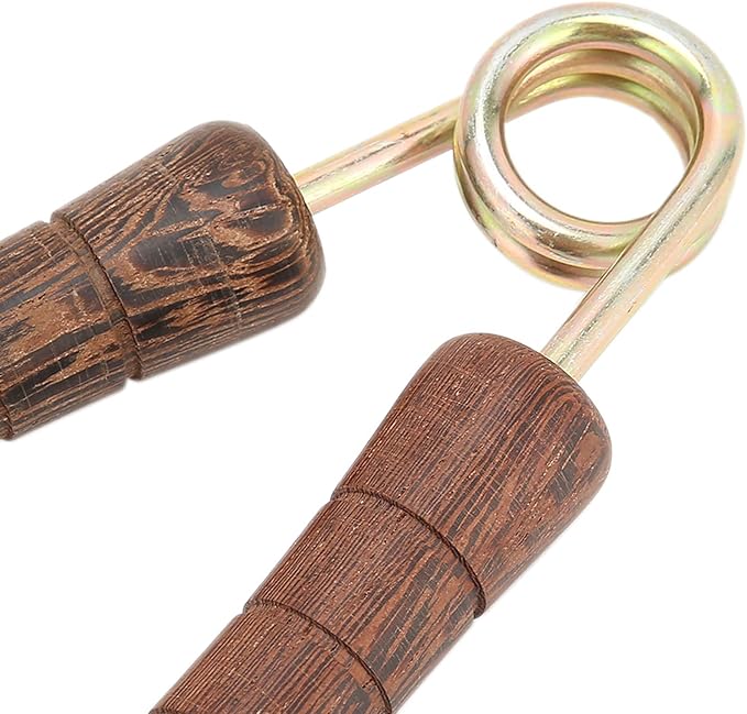 Hand Grip Strengthener, Wood Handle Hand Grip Strengthener, Wrist & Forearm Hand Exerciser Metal Grip Strength Trainer Hand Grip Finger Strengthener