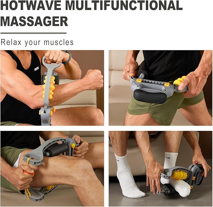 HOTWAVE Tennis Elbow Relief Massager for Leg and Arm, Adjustable Foam Roller, Trigger Point Muscle Roller for Calves&Forearm, Wrist Massager, Tennis&Golfers Elbow Pain Release