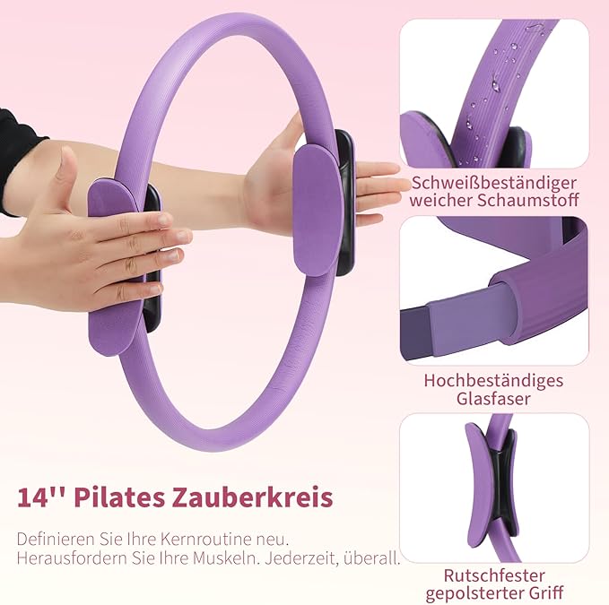 Pilates Ring Set for Women, Pilates Equipment with 5 Resistance Bands & Accessories, Pilates Ball, 14'' Magic Circle Hoop, Pilates Starter Kit for Beginners at Home