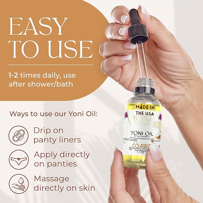 USA Made Yoni Oil, Restores pH Balance, Relieves Drynesss Mint Fresh Feminine Care Oil, Reduces Odor, All Natural, Herbal Yoni Blend Tea Tree, Mint, Lemongrass, Jasmine & Chamomile