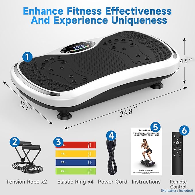 Vibration Plate Exercise Machine for Lymphatic Drainage, Vibration Machine for Full-Body Weight Loss Shaping, Vibrate Fitness Platform 400 Lbs & 200 Adjustable Speeds for Women Men Home