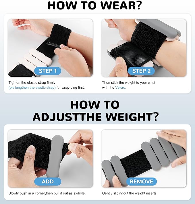 Wrist Ankle Weights for Women Men, Leg Arm Wrist Weights Bangles 1lb*2 2lb*2 Wearable Weights Pilates Weighted Bracelet for Strength Training Walking Swimming Yoga Physical Therapy