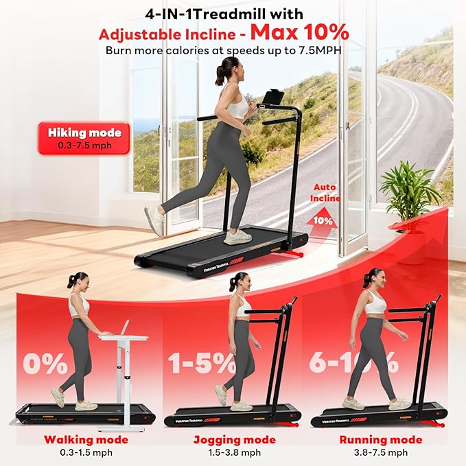 Sperax Walking Treadmill Pad with APP, 3 in 1 Under Desk Treadmill, 400W Low Noise Walking Vibration Pad with Remote Control,Portable Treadmills for Home Office