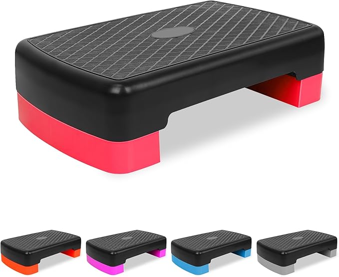Exercise Workout Aerobic Step Platform Trainer, 18" Aerobic Stepper with 4"-6" Adjustable Height Risers